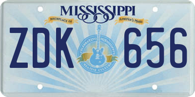 MS license plate ZDK656