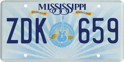 MS license plate ZDK659
