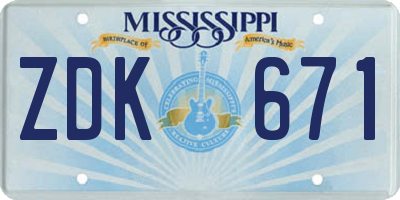 MS license plate ZDK671