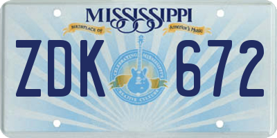 MS license plate ZDK672