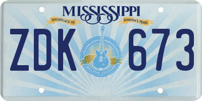 MS license plate ZDK673
