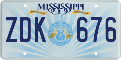 MS license plate ZDK676
