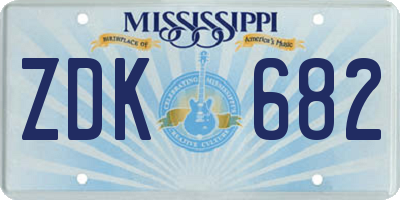MS license plate ZDK682