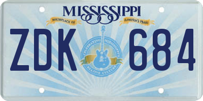 MS license plate ZDK684