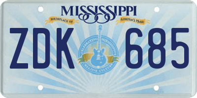 MS license plate ZDK685
