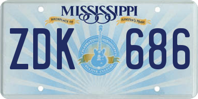 MS license plate ZDK686