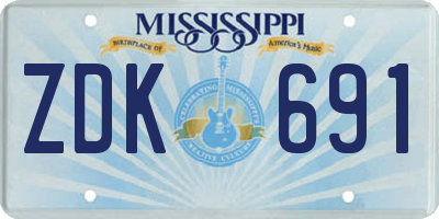 MS license plate ZDK691