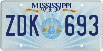 MS license plate ZDK693