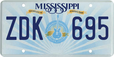 MS license plate ZDK695