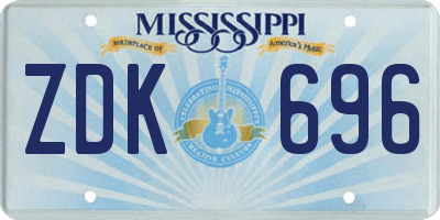 MS license plate ZDK696
