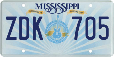 MS license plate ZDK705