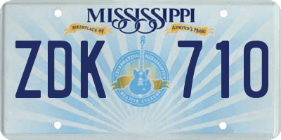 MS license plate ZDK710