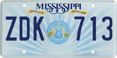 MS license plate ZDK713