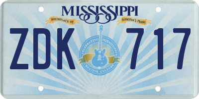 MS license plate ZDK717