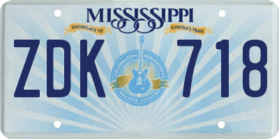 MS license plate ZDK718