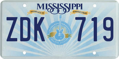MS license plate ZDK719