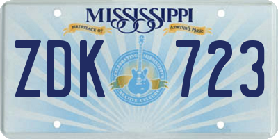 MS license plate ZDK723