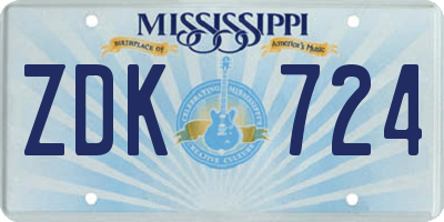 MS license plate ZDK724