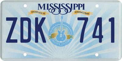 MS license plate ZDK741
