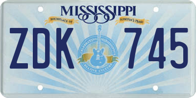 MS license plate ZDK745