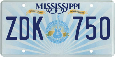 MS license plate ZDK750