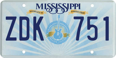 MS license plate ZDK751
