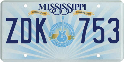MS license plate ZDK753
