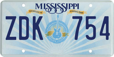 MS license plate ZDK754