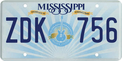 MS license plate ZDK756