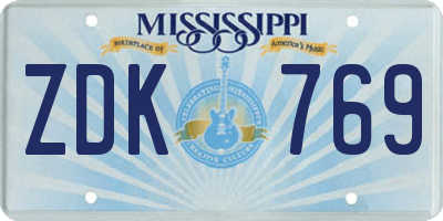 MS license plate ZDK769