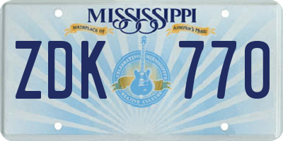 MS license plate ZDK770