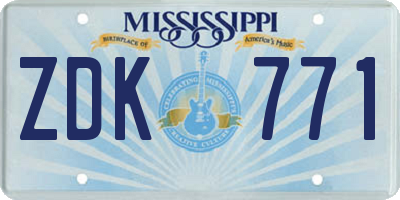 MS license plate ZDK771