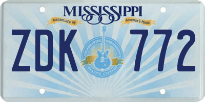 MS license plate ZDK772
