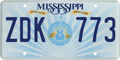 MS license plate ZDK773