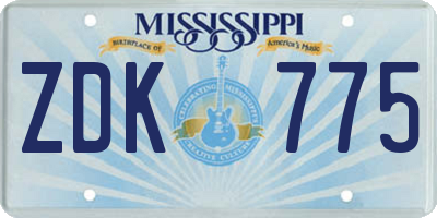MS license plate ZDK775