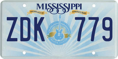 MS license plate ZDK779