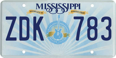 MS license plate ZDK783