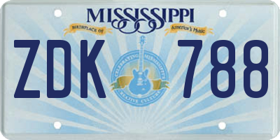 MS license plate ZDK788