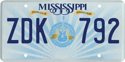 MS license plate ZDK792