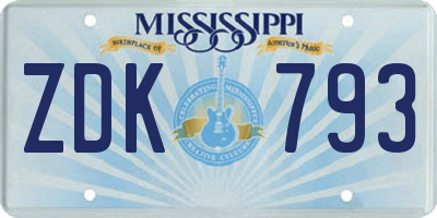 MS license plate ZDK793