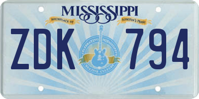 MS license plate ZDK794