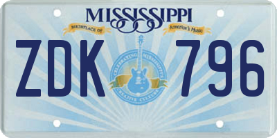 MS license plate ZDK796