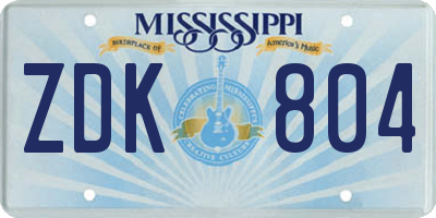 MS license plate ZDK804