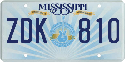 MS license plate ZDK810