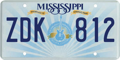 MS license plate ZDK812