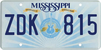 MS license plate ZDK815