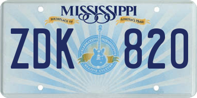 MS license plate ZDK820