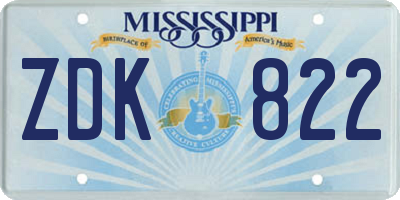 MS license plate ZDK822