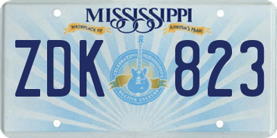 MS license plate ZDK823