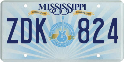 MS license plate ZDK824